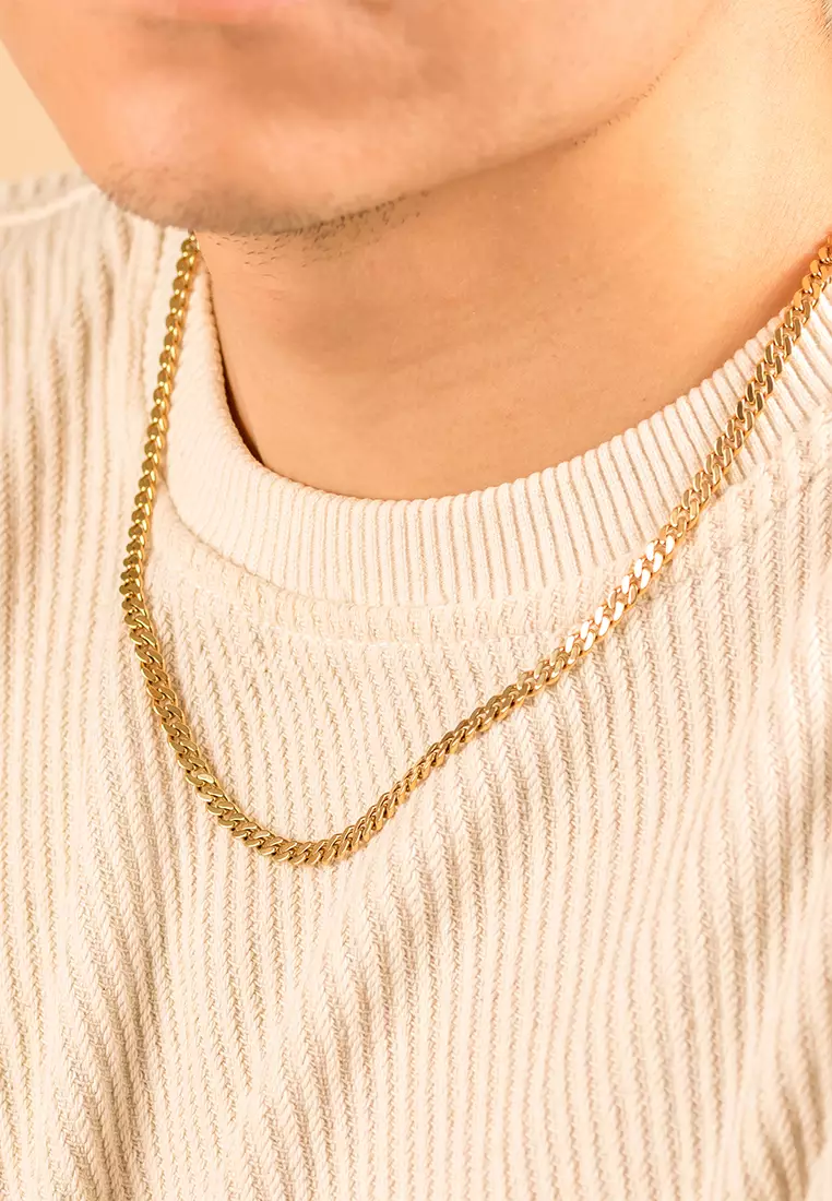 Chunky gold necklace mens cheap