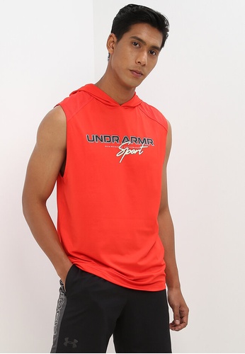 Under Armour red Men's Mesh Sport Sleeveless Hoodie 344F8AA865CA7CGS_1