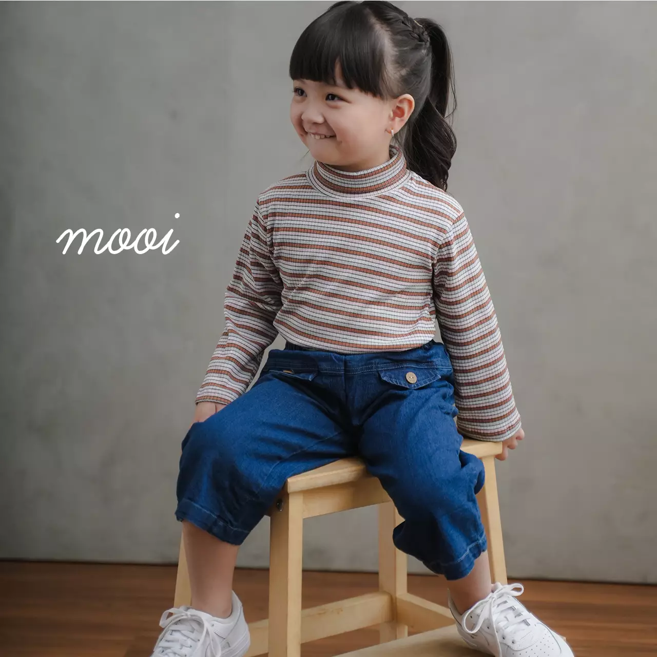 Mooi Celana Jeans Anak Jane Denim Cullotes - Light Blue