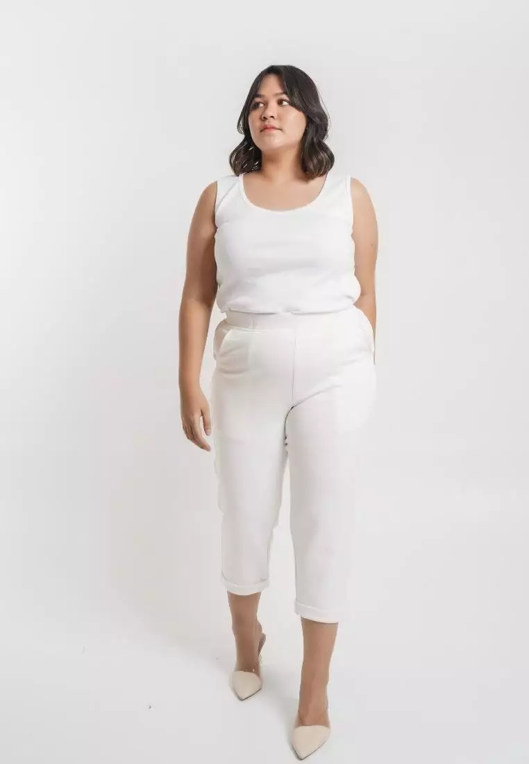 Plus Size Pants Jammie White