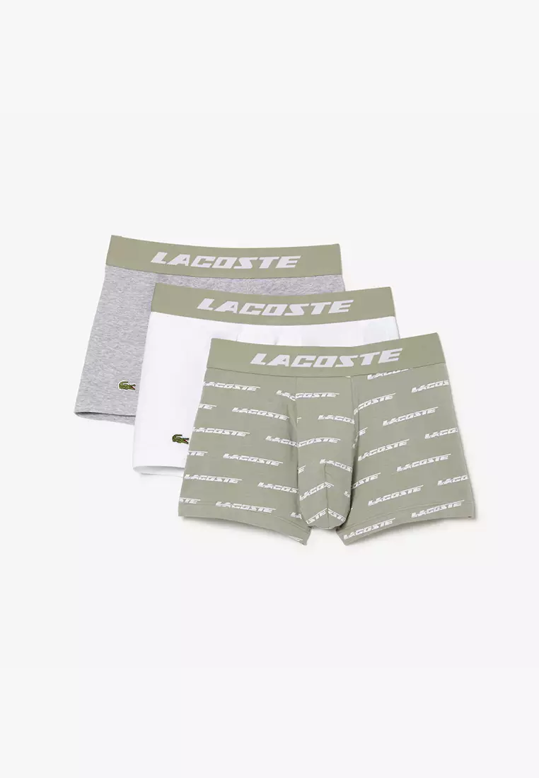 Lacoste 3-Pack Casual Cotton Stretch Men's Boxer Trunks XL Grey Underwear -  NEW
