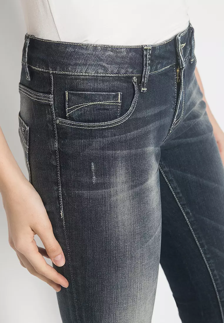 LGS - Celana Panjang Jeans - Warna Hitam - Aksen Washed - Slim Fit - Jeans Premium.