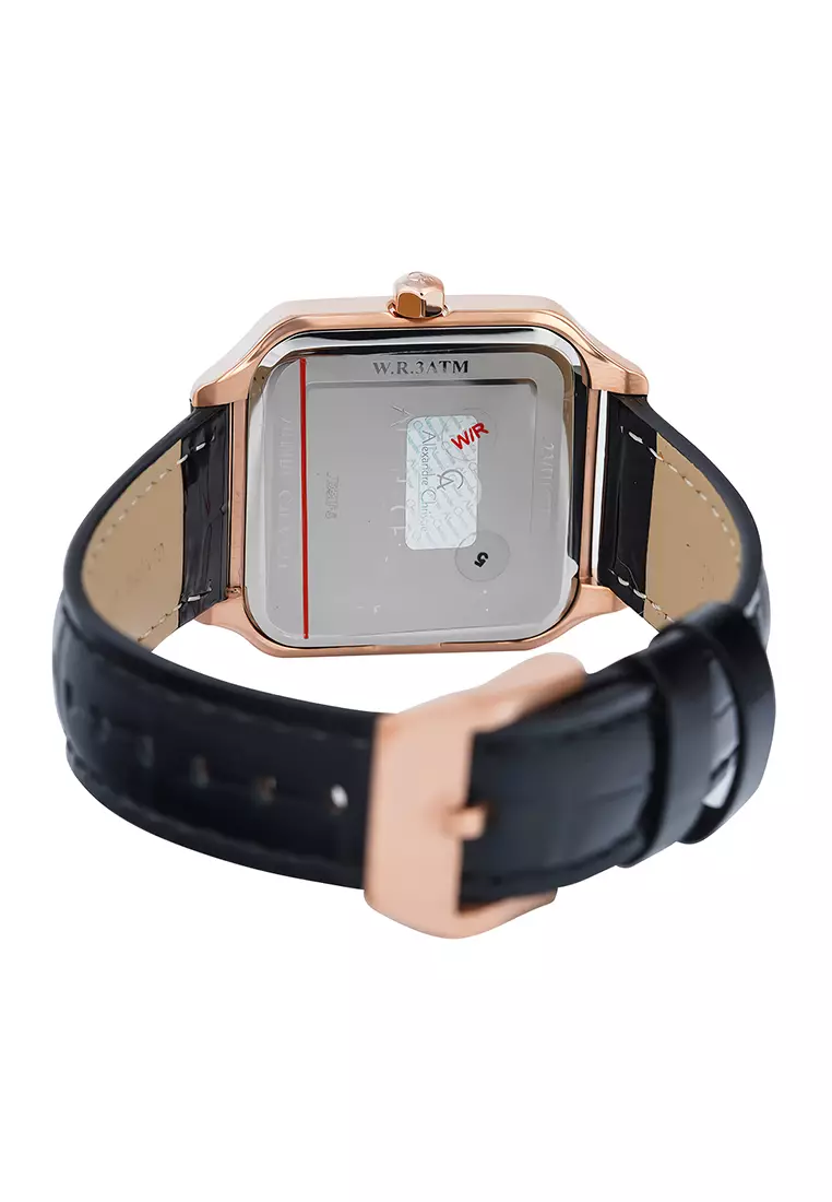 Alexandre Christie Jam Tangan Analog Wanita Rosegold Case Black Leather Strap - 2B18BFLRGSLBA