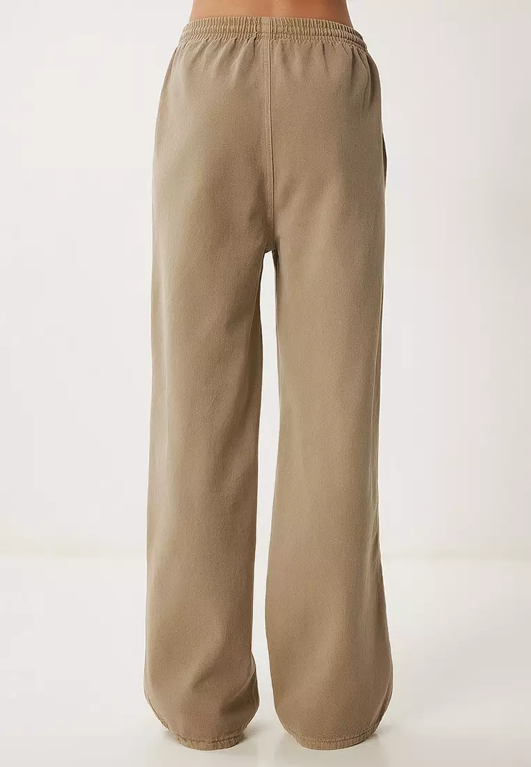 Faded Effect Wide Leg Denim Palazzo Pants