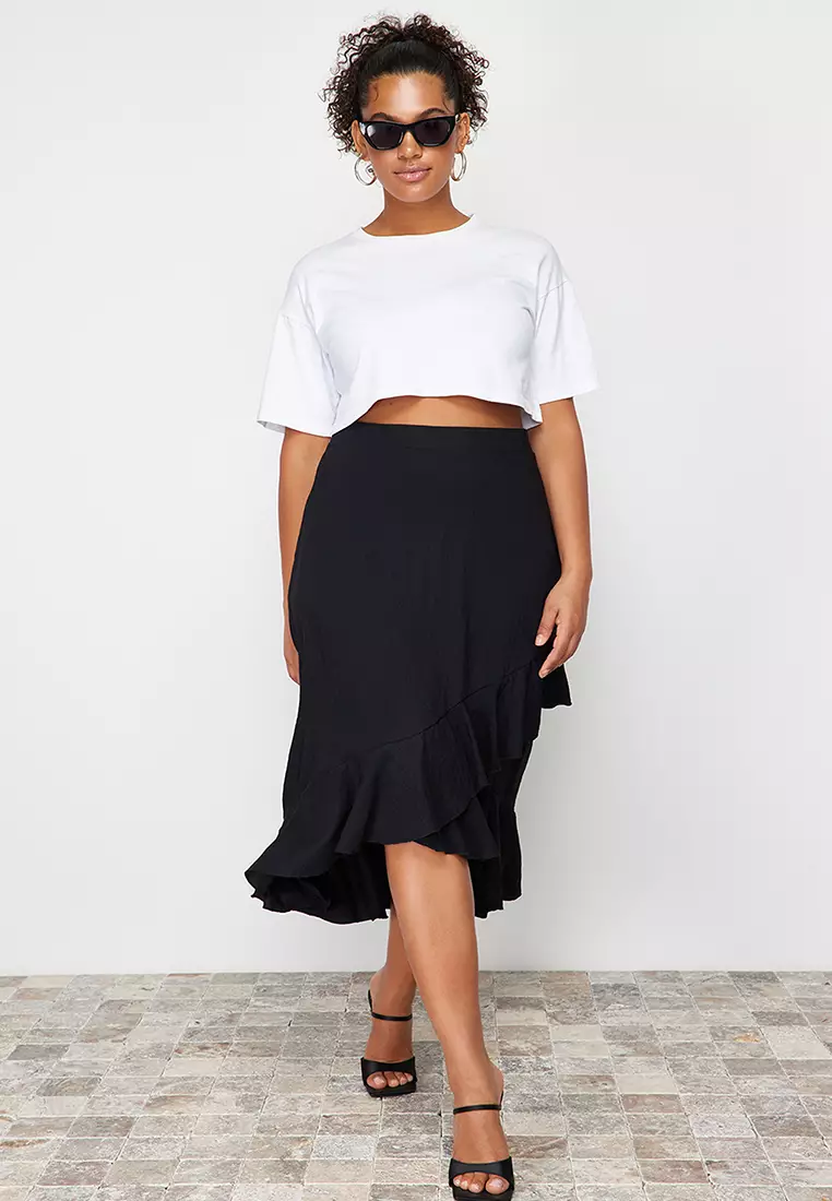 【BAON】Boneco Banding Frill Midi Skirt Mona Binding Tiered Midi Skirt Como Tile Co-Ord | Forever New