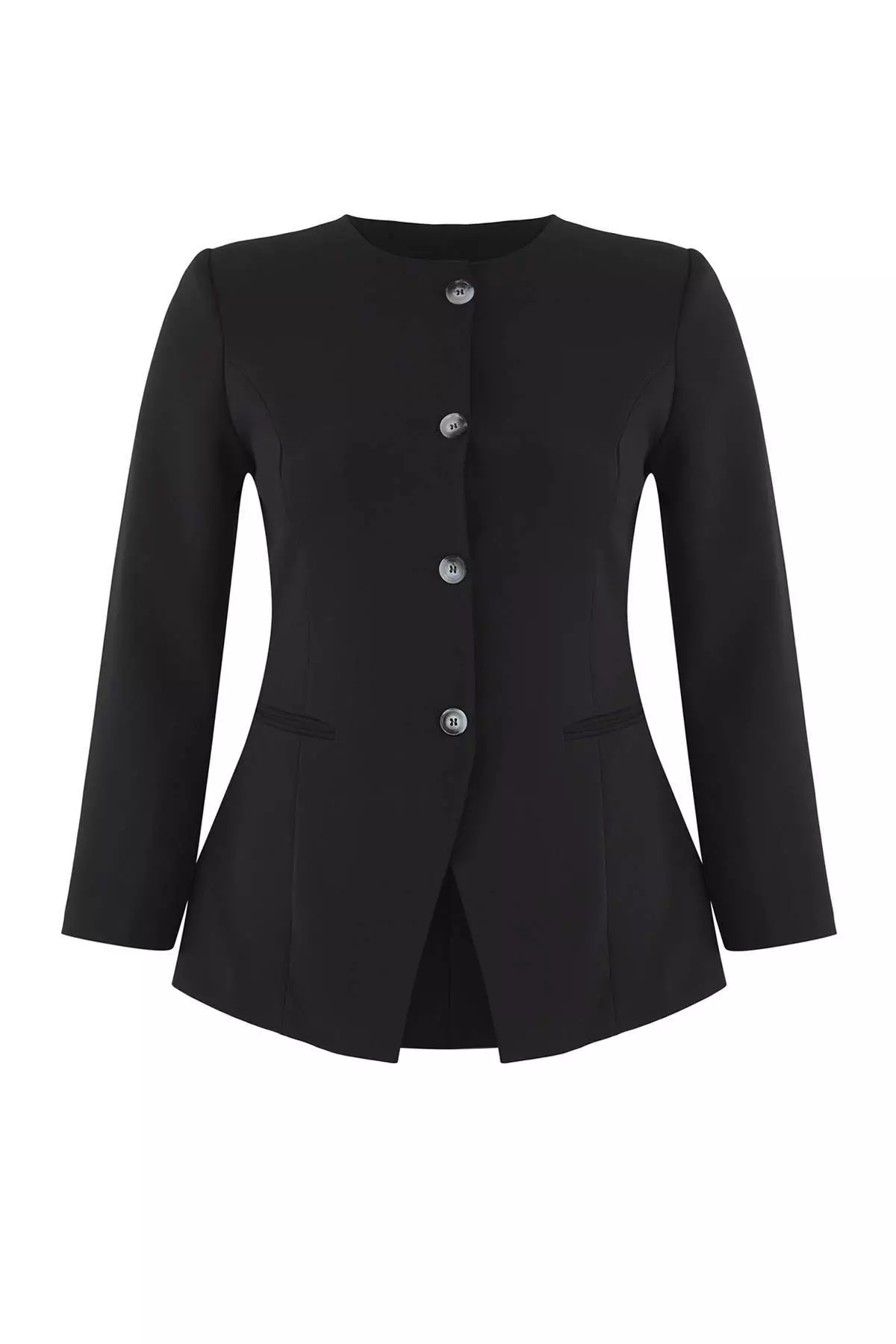 Black Long Woven Plus Size Jacket Tbbaw26Ag00009