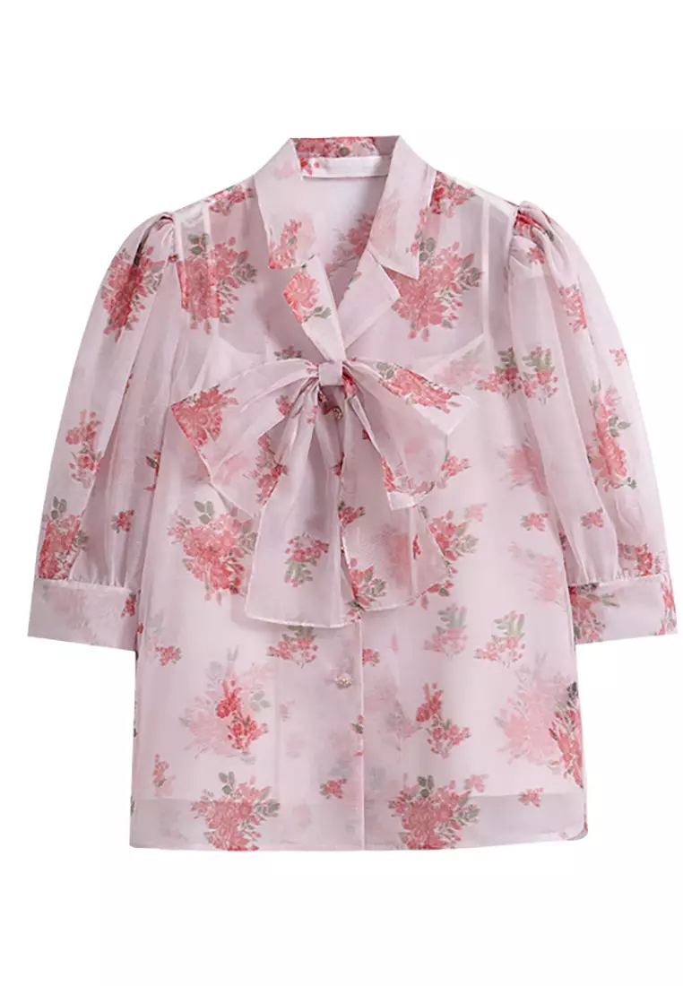 Loose Floral Summer Chiffon Blouse