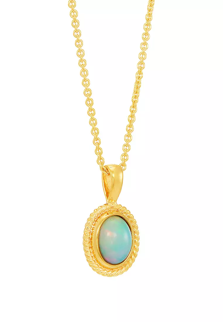 HABIB Oval Cut Opal Necklace in 375/9K Yellow Gold 559650922