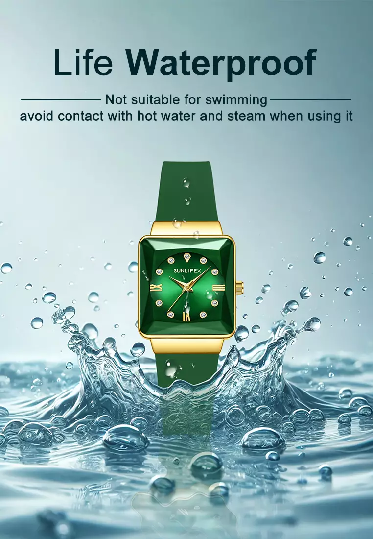 Jam Tangan Wanita Original Korea Fashion Tali Silikon Jam Tangan Cewek Analog 7727L green