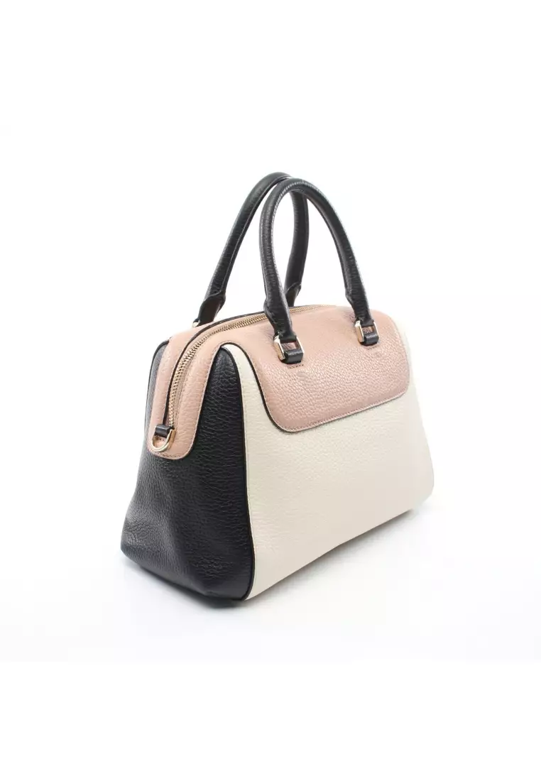 Pre-loved kate spade PINE GROVE WAY Handbag leather pink beige black off white