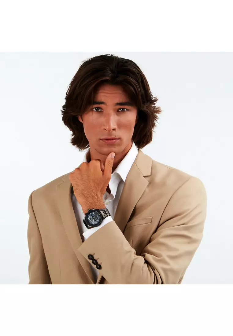 【2年保養】瑪莎拉蒂Stile 45mm Men's Chronograph 石英腕錶 Luminous Dial Hands R8873642012 Japan Movement