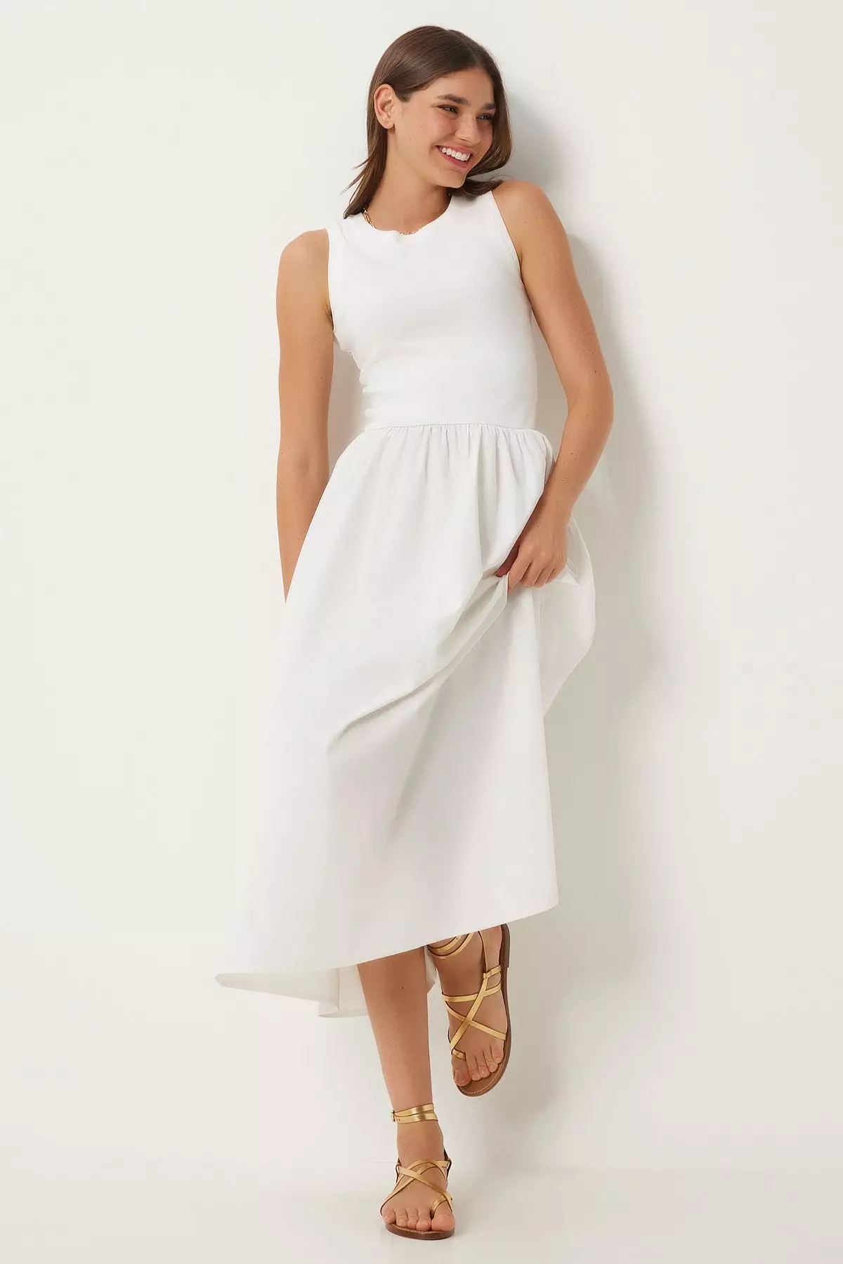 Cotton Sleeveless Midi Dress