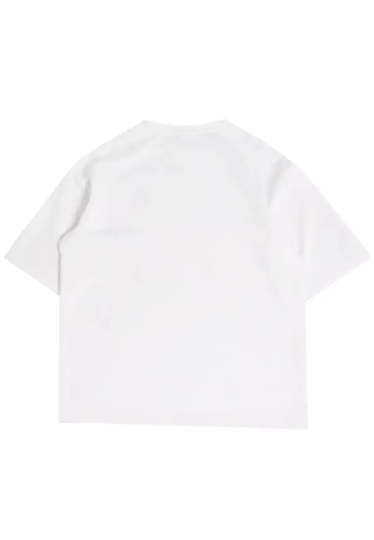 MTT62 Kaos gambar bunga oversize scuba "two daisies" putih