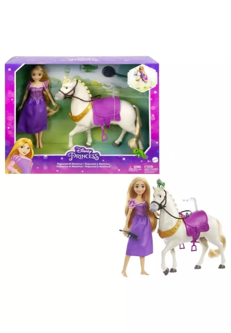 Disney Princess Rapunzel Doll And Maximus Horse Set With Accessories, Saddle With Doll Clip