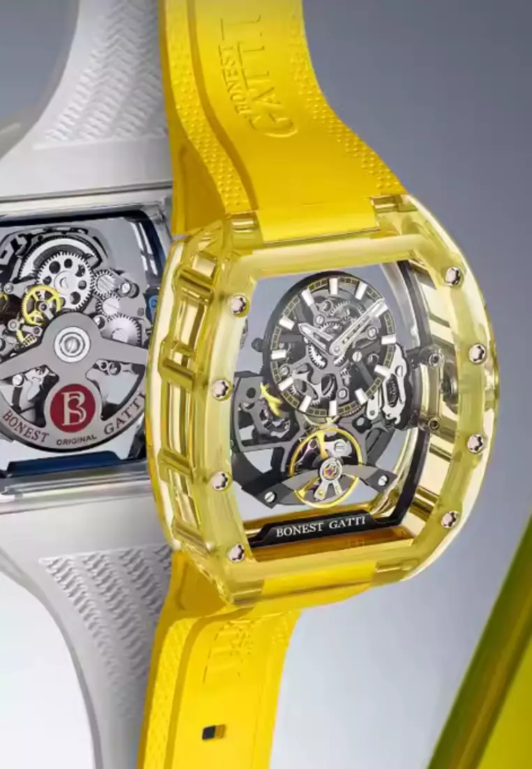 Automatic Unisex K9 Crystal Watch, Rubber Strap