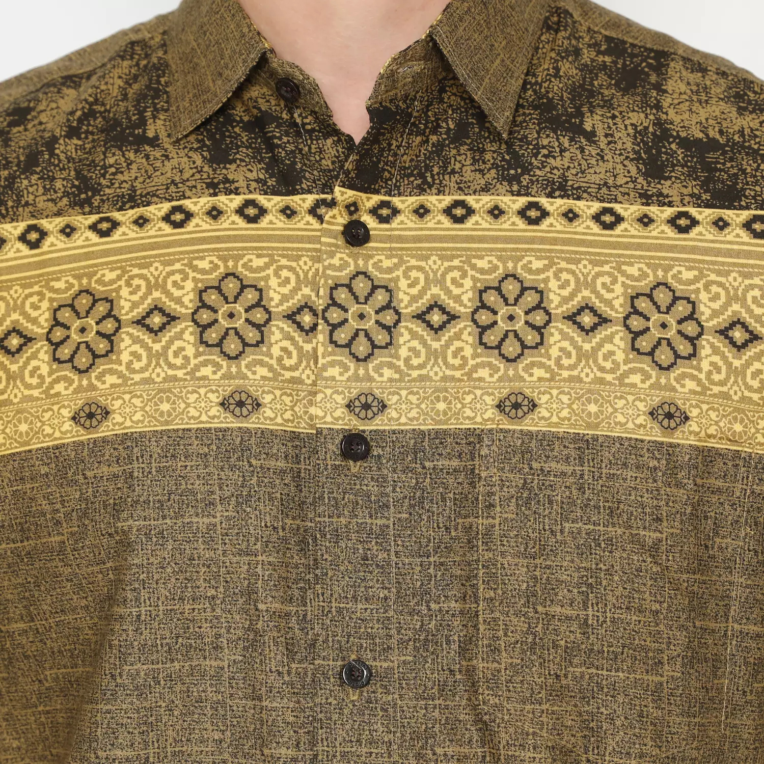 Platini Baju Kemeja Motif Pria Lengan Pendek Katun Coklat 132125