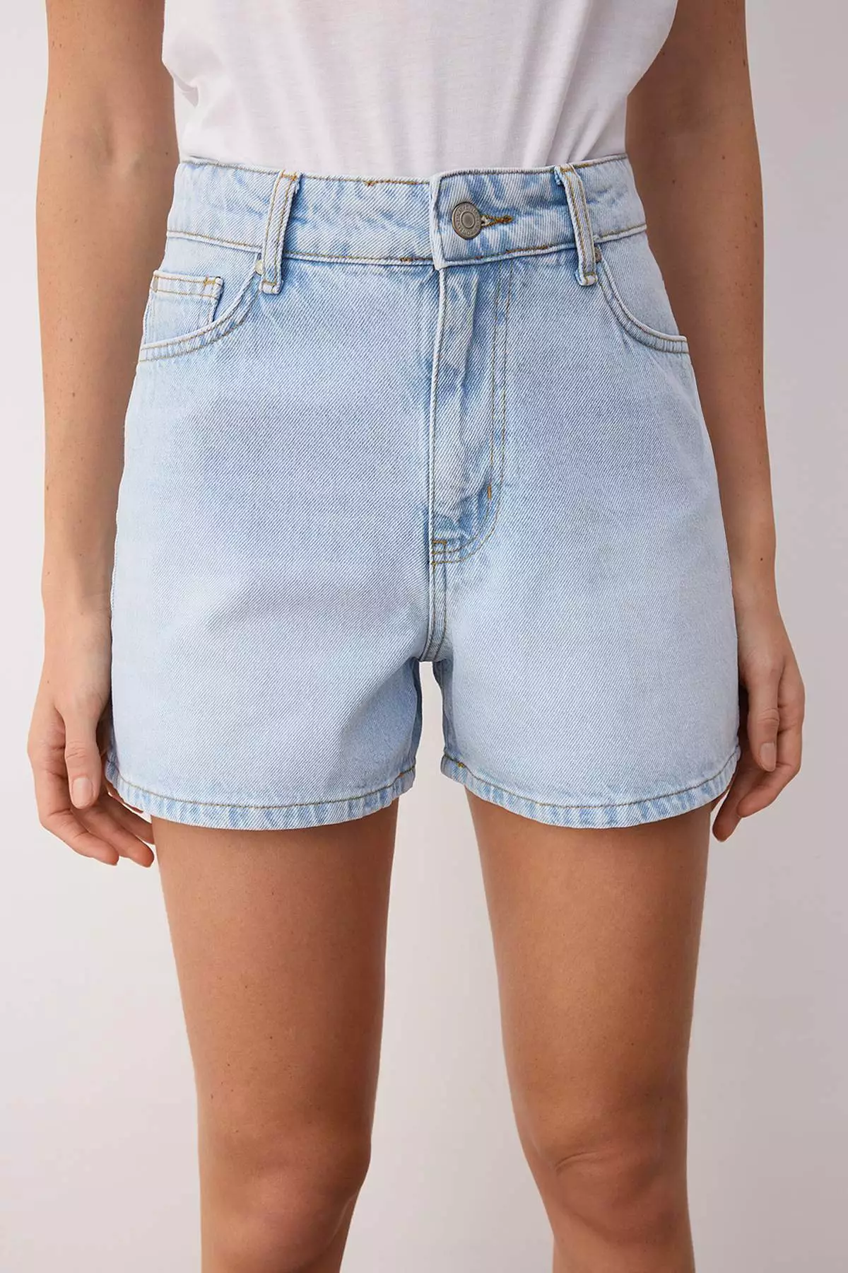 Ice Blue High Waist City Boy Denim Shorts Twoss23Sr00199