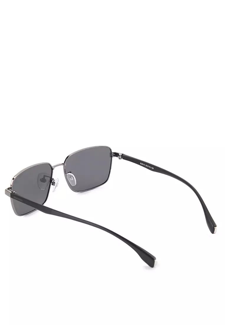 Polarized Stainless Frame SolidView Rectangular Sunglasses