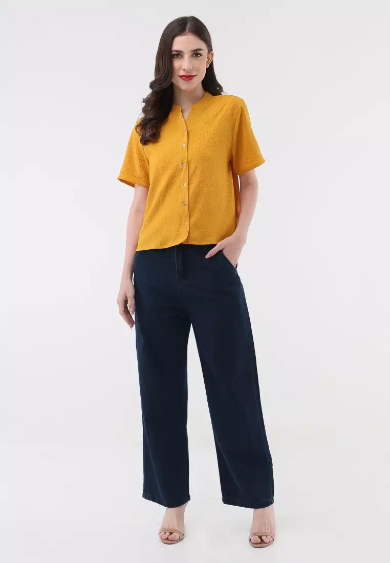 Short Slvs Chinese Collar Blouse