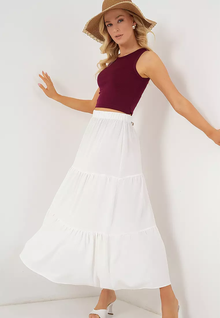 Women's Ayrobin Long Skirt 8048 - White