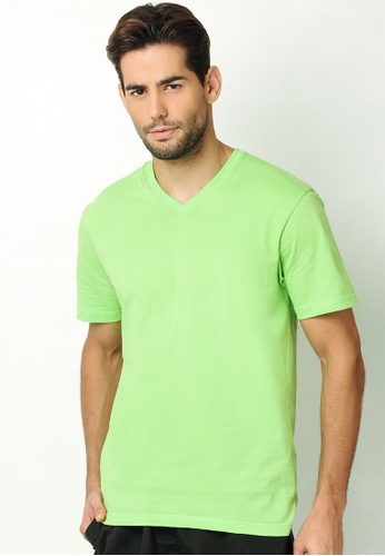 Puritan green V-Neck Colored T-Shirt 033AFAA5005B5AGS_1