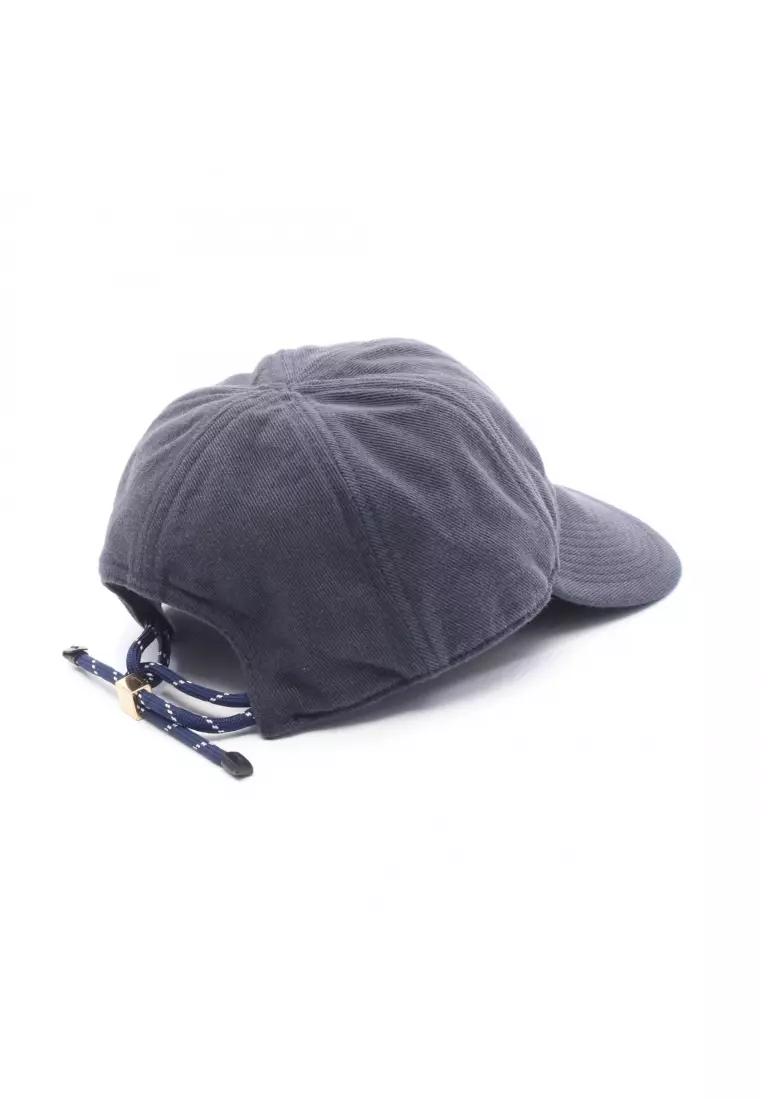 Pre-Loved MIU MIU baseball cap logo embroidery cotton Dark navy