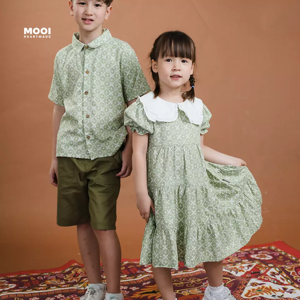 Mooi Dress Anak Perempuan Kaluna Batik Dress - Forest Green