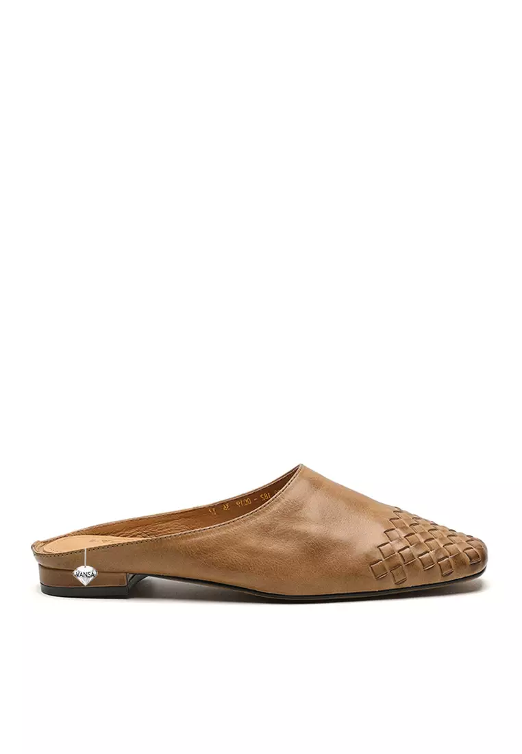 Discount on Twenty Eight Shoes  shoes - SKU: VANSA Top Wash Cowhide Weave Semi-Slippers VSW-Ff-1120