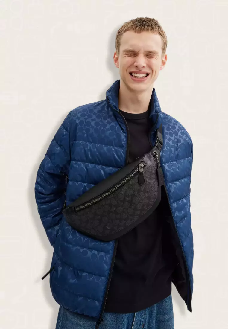 Coach Warren Belt Bag In Signature Canvas Charcoal Black