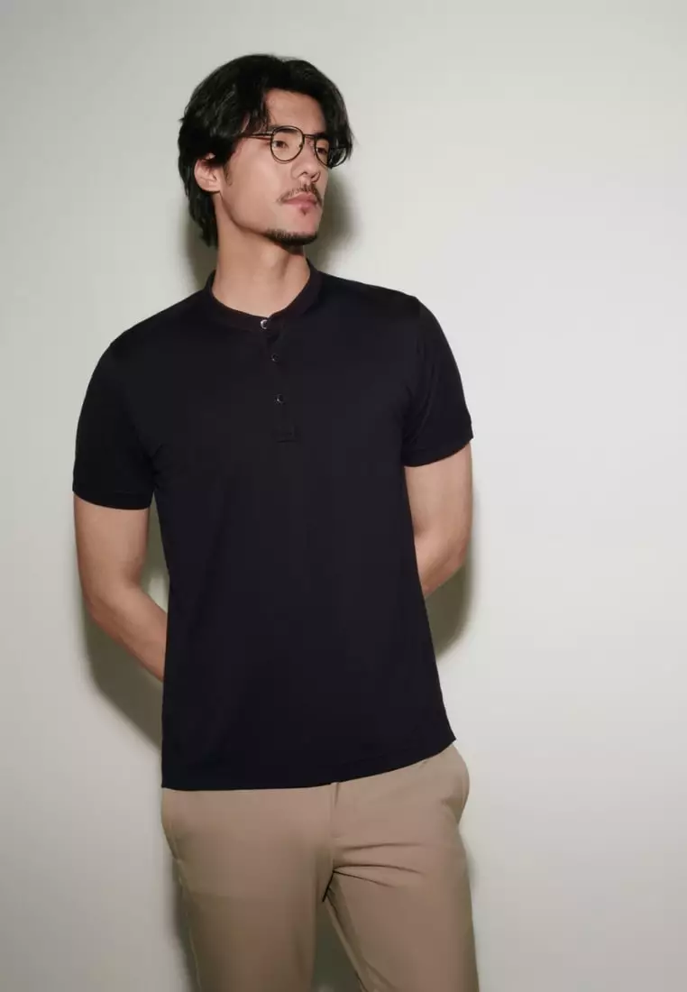 Non-Iron Pure Cotton Stand Collar Polo Tee