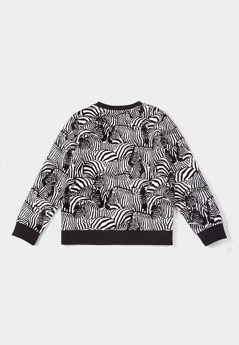 Zebra Printed Long Sleeve Sweatshirt
