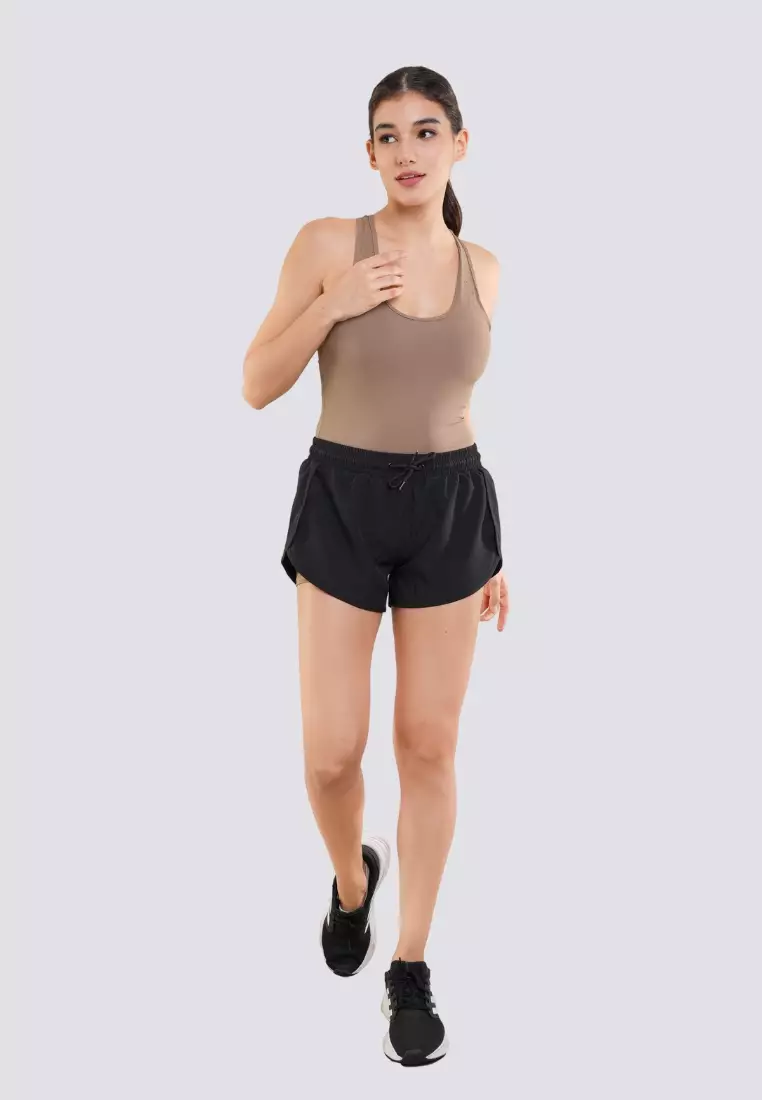 Mighty Move Khaki Tank Tops with Racer Back Activewear for Women