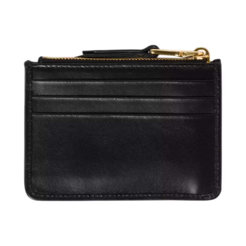 Matelassé Nappa Leather Card Holder With Zipper Black