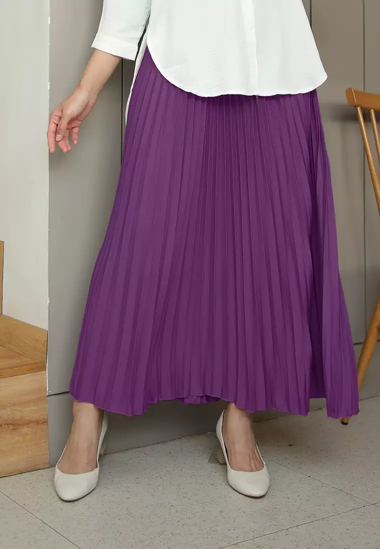 Cotton Bee - Rok Plisket Niana Aline Basic - Grape Jam