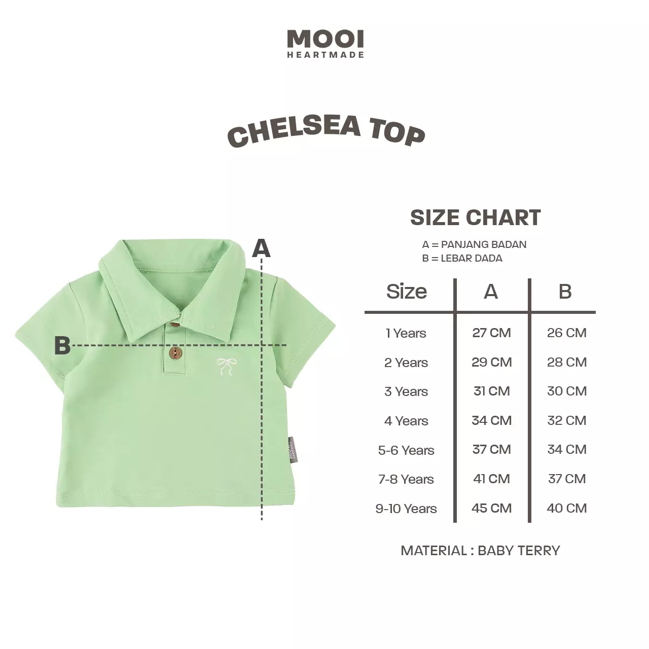 Mooi Atasan Anak Perempuan Chelsea Top - Sage Green