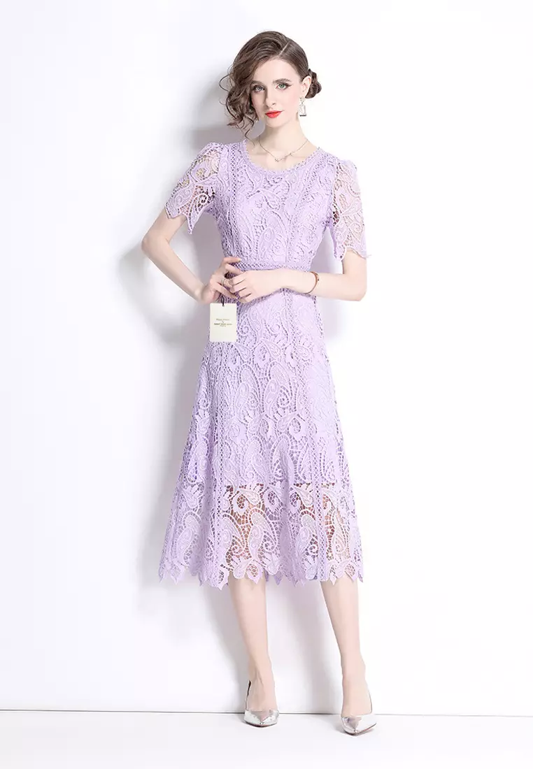 Elegant French Lace Tea Dress ZHY8579