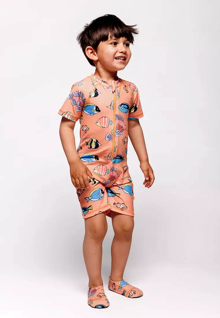 UV50 bathing shoes for children with fish