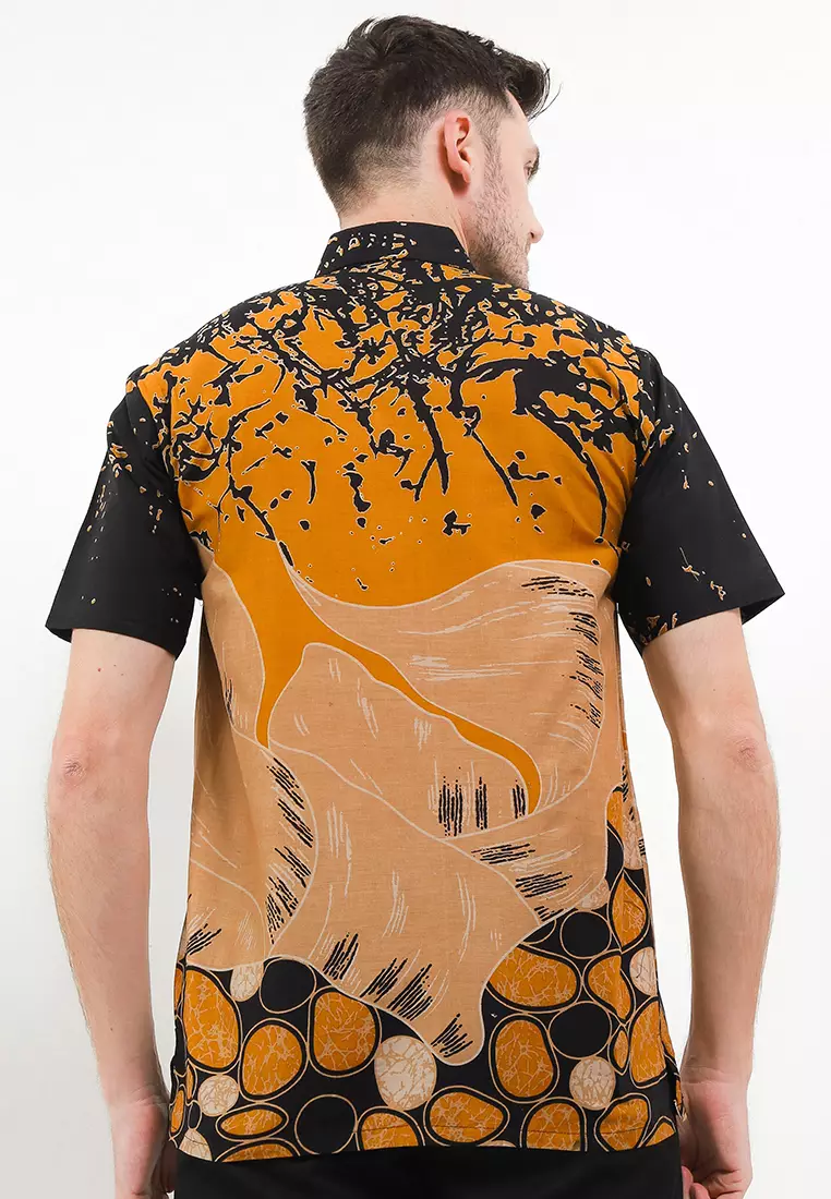 Batu Kemeja Batik Premium Pria Casual Modern Lengan Pendek