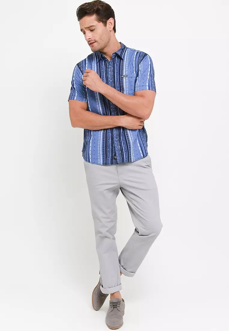 Sharks - Pattern Short-Sleeves Shirt - Blue [SGF1016285II]