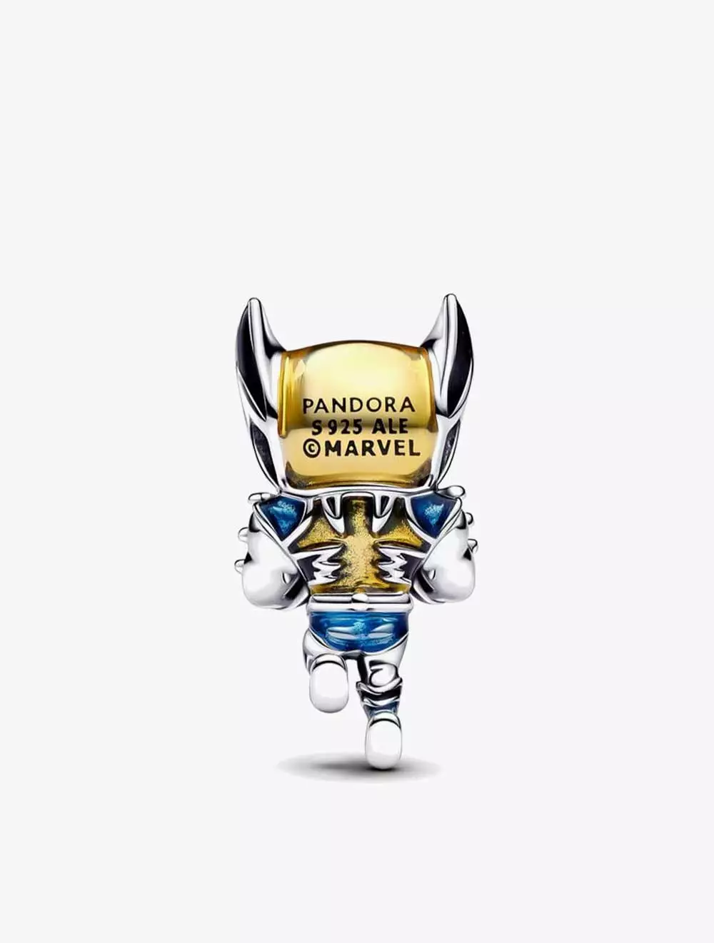 Marvel Wolverine sterling silver charm with black, yellow and blue enamel