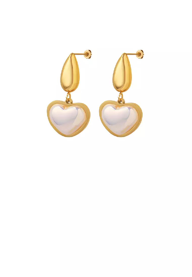Fashion Simple Plated Gold 316L Stainless Steel Heart Earrings