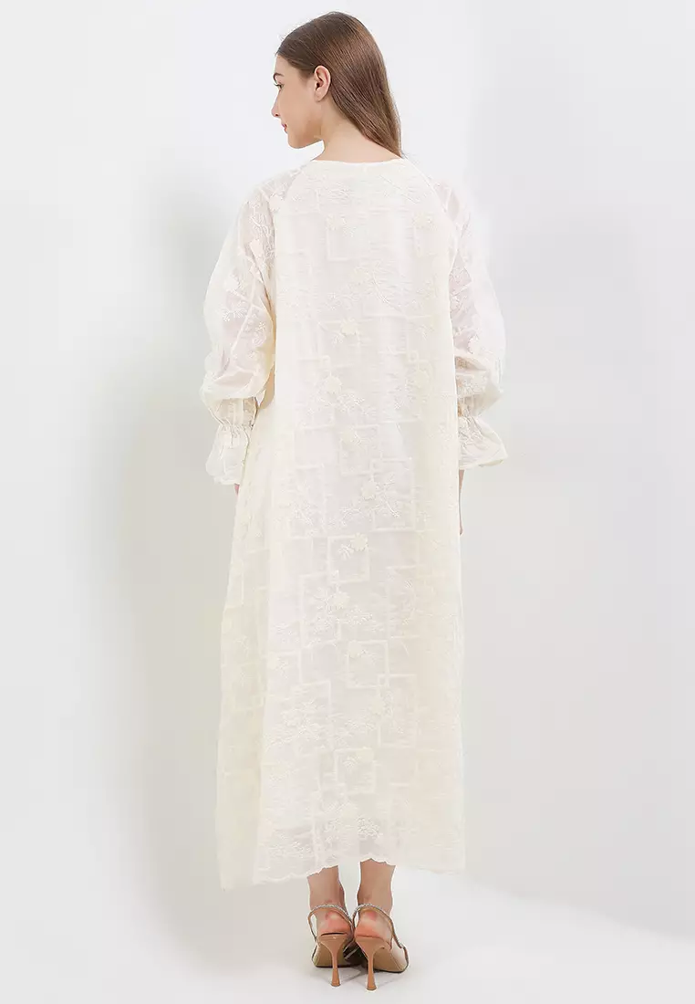 Tassel Detail Full Emb Maxi Dress