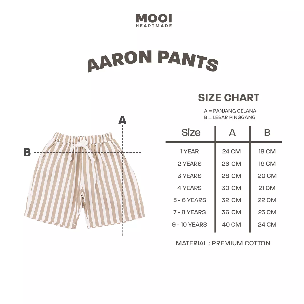 Mooi Celana Pendek Anak Laki-laki Aaron Striped Pants - Khaki