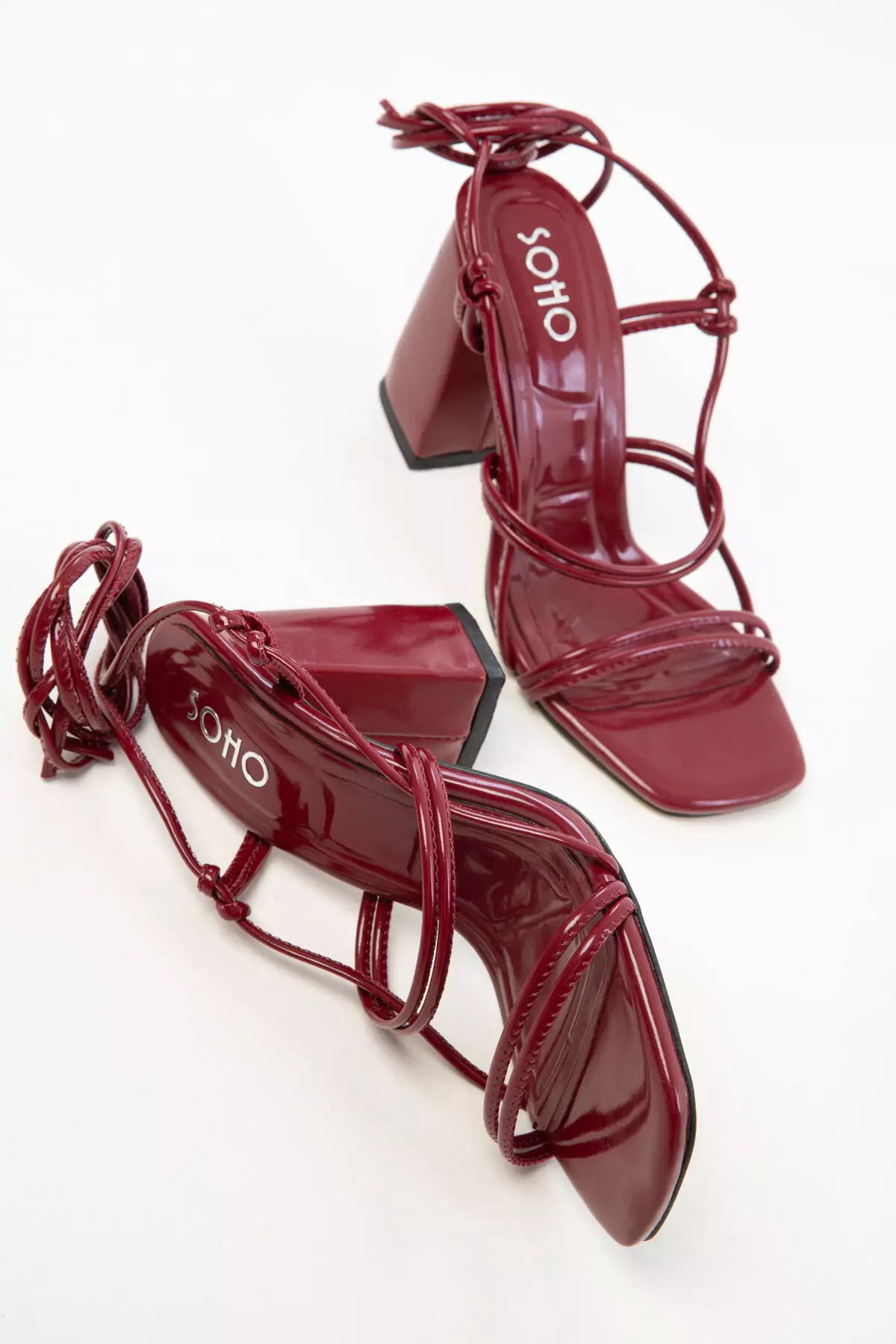 Claret Red Patent Leather Women'S Classic Heeled Shoes 20363