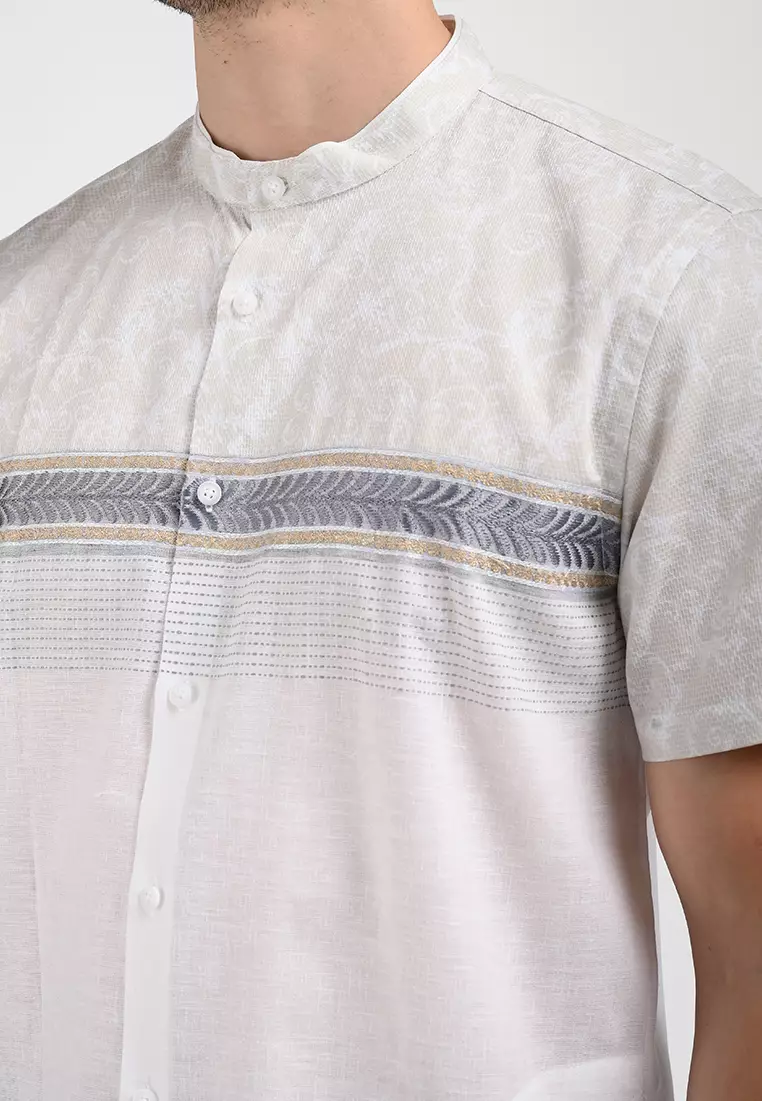 MOC Kemeja Koko Lengan Pendek Pria FOLHA-WHITE