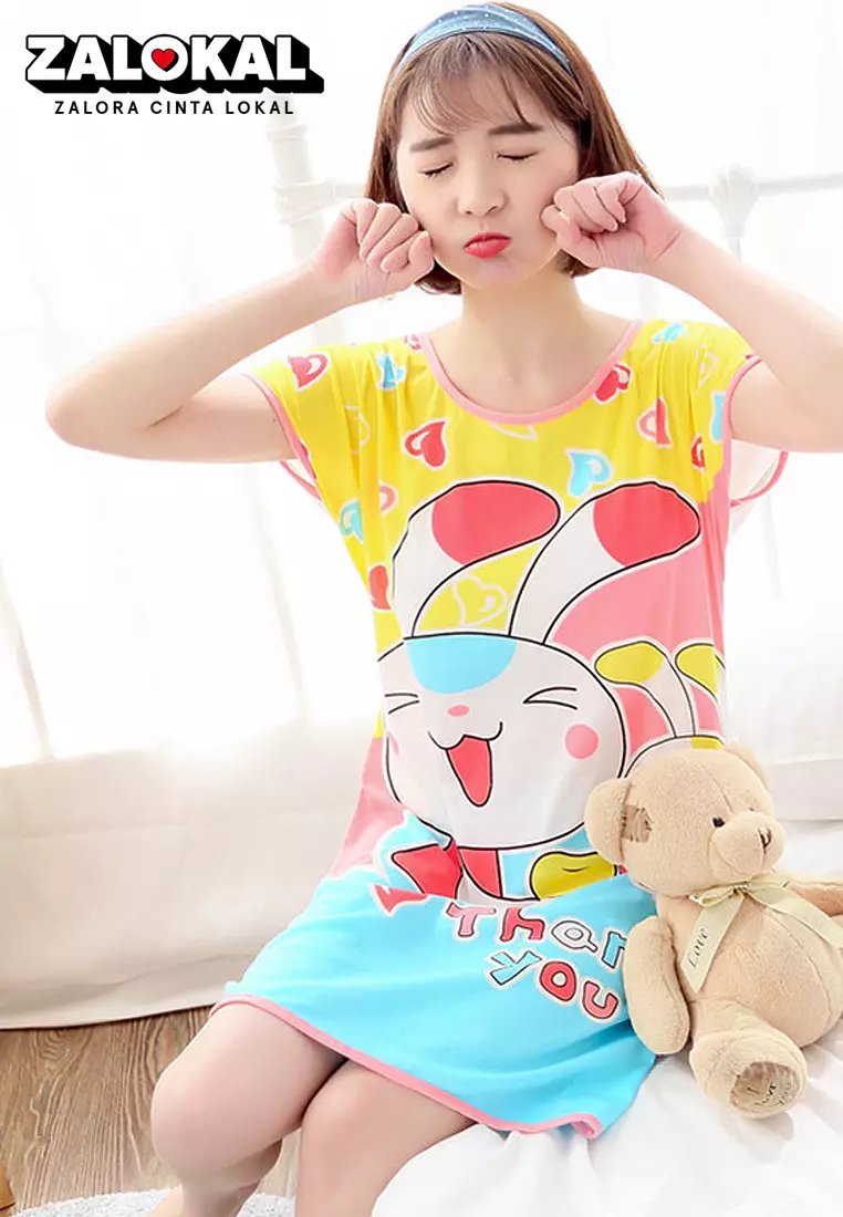 Jual WAKAKIDS Daster Wanita Dewasa Piyama Baju Tidur Pendek Import