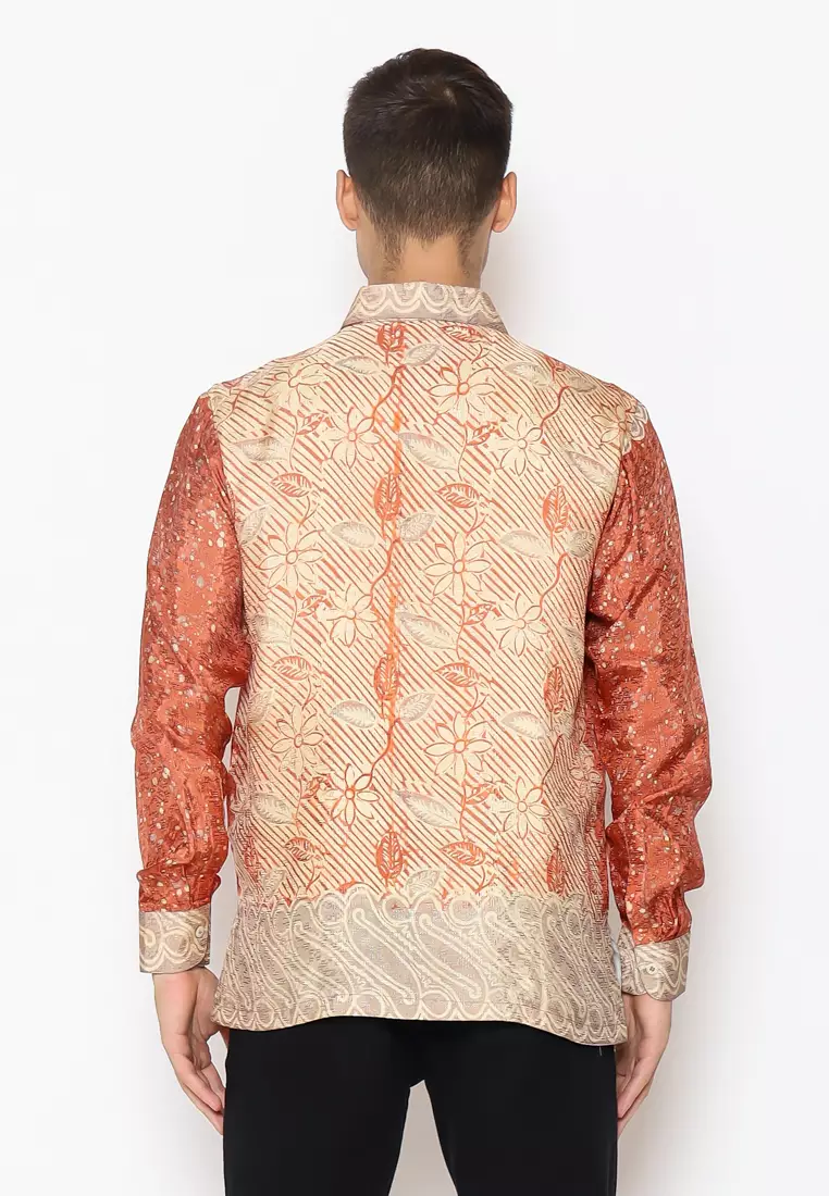 Rinjanie Batik - Batik Parang Modern Mix Ciprat Terracota - Kemeja Batik - Kemeja  Lengan Panjang dan Pendek - Batik Cap Mix Ciprat - KRJI - TR