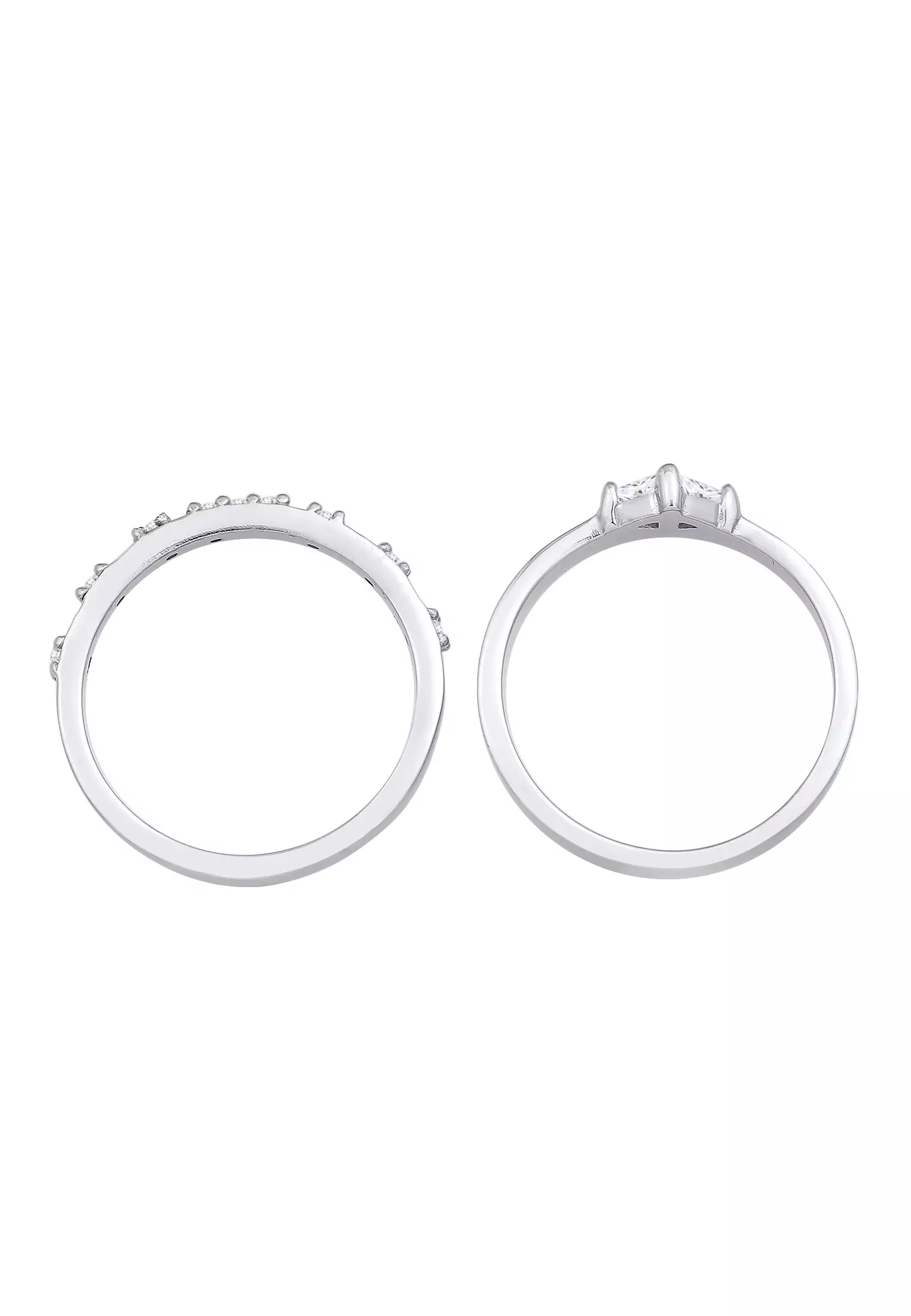 Ring Zirconia Triangle Round Cut Crystals