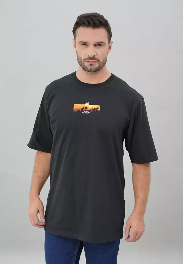 LGS STREET - Kaos Casual Pria Lengan Pendek Motif Polos Sablon Basic Reguler Fit - SO.30.H016.003.C