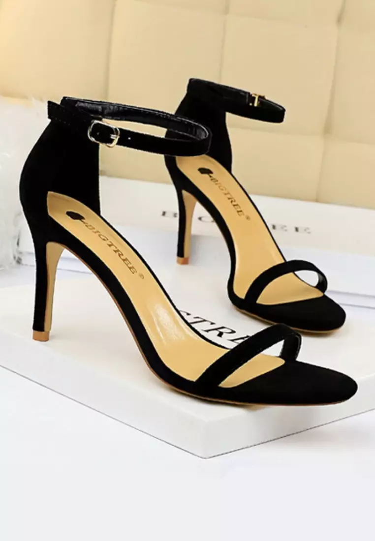 Black simple online strap heels